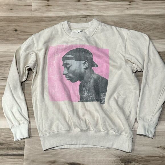 2Pac Cream Pink Crewneck Sweatshirt Women’s XS - Picture 1 of 3